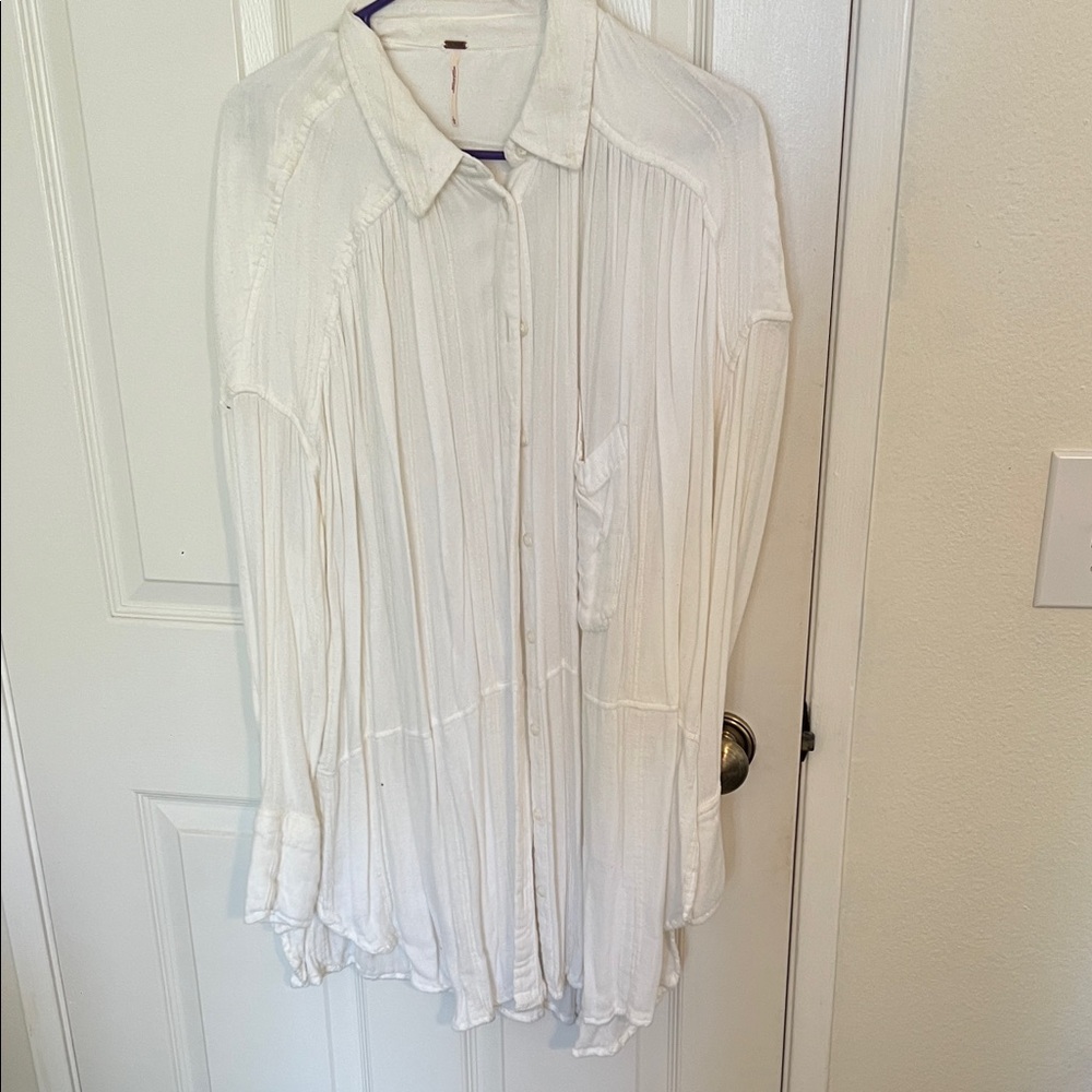 Free People White Button Down Shirt